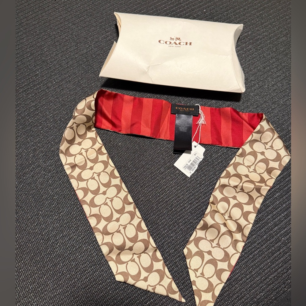 Coach Signature Silk Skinny Scarf